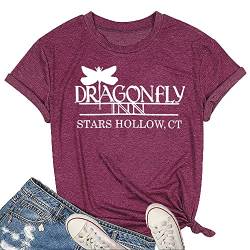 Gilmore Mädchen T-Shirt mit Libellen-Aufdruck und Aufschrift "Dragonfly Inn Stars", violett, Klein von Bealatt