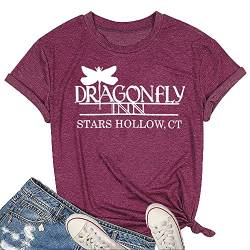 Gilmore Mädchen T-Shirt mit Libellen-Aufdruck und Aufschrift "Dragonfly Inn Stars", violett, X-Groß von Bealatt