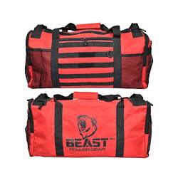 Beast Power Gear Sporttasche mit Schuhfach und verstellbarem Schultergurt für Damen und Herren, Rot/Ausflug, einfarbig (Getaway Solids) von Beast Power Gear