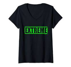 Damen Extreme Grün Gym Fitness Workout Gym Training grüne Schrift T-Shirt mit V-Ausschnitt von BeastON