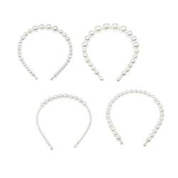 Beatifufu 4 Stück Perlenbreites Stirnband Elegante Bling-kopfbedeckung Perlenstirnbänder Für Frauen Perle Haarspange Haarnadeln Handgefertigter Haarreifen Zubehör Brautjungfer Kristall von Beatifufu