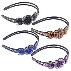 Beatifufu 4 Stück Strass-stirnband Stirnbänder Retro-stirnband Frauen Haarbänder Haarschmuck Für Mädchen Schickes Damen Haarband Strasssteine Südkorea Fräulein Einfach Und Vielseitig von Beatifufu