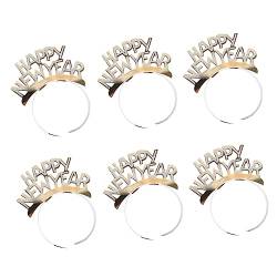 Beatifufu Kopfbedeckung Kopfschmuck 6St goldenes Stirnband Goldrand Tiara weihnachtsdeko Haarreifen für das neue Jahr Haarschmuck Für Kinder Damen Stirnbänder von Beatifufu