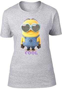 Beats & More Damen Minions-Cool Ladies T-Shirt, Grau (grau Meliert), 38 (Herstellergröße: M) von Beats & More