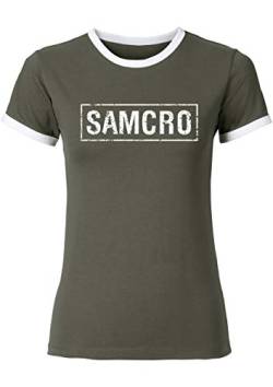 SONS of Anarchy - Samcro (Fitted) (Olive/White, L) von Beats & More