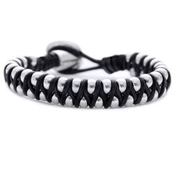 Beau Soleil Jewelry Lederarmband Damen Herren Lederschmuck Ibiza Style Echt Leder Armband (Schwarz 22cm) von Beau Soleil Jewelry