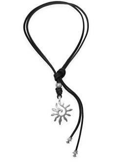 Beau Soleil Jewelry Lederkette Halskette Lederband-Kette mit Anhänger Sonne Symbol Lederschmuck Lederband-Kette (Schwarz) von Beau Soleil Jewelry