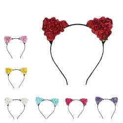 7st Teufel Stirnbänder Katze Stirnband Katzenohr-stirnbänder Für Frauen Stirnband Mit Katzenohren Mädchen Papierblumen Eltern-kind von Beaupretty