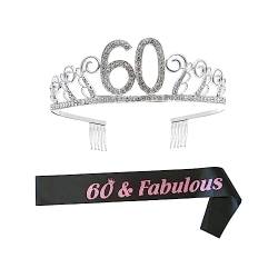 Beaupretty 1 Satz 60 60. Geburtstag Und Schärpe Alles Zum 60. Geburtstag Schärpe Strass Geburtstag Tiara Schärpe Zum 60. Geburtstag Tiara Zum 60. Geburtstag Zwiebelpulver Anzahl von Beaupretty