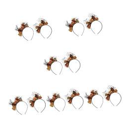 Beaupretty 12 Stk Kürbiskopfschnalle Schleife Kopfbedeckung Halloween Bowknot Haarband Halloween-party-stirnband Halloween-party-haar-accessoire Gittergewebe Geist Abschlussball Kind von Beaupretty