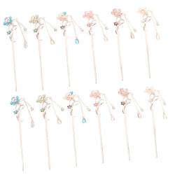 Beaupretty 12 Stk kleine Blumenhaarnadel Haarpflegezubehör Haarstäbchen für Frauen Haarspangen Haarklammer Tiara Retro-Blumen-Haarnadel Essstäbchen für Mädchenhaare Hanfu schmücken Antiquität von Beaupretty