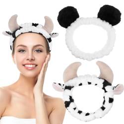 Beaupretty 2 Stück Gesichtswaschstirnband Kuh Spa Hautpflege Stirnband Panda Make-Up Stirnband Tierkopfbedeckungen Für Frauen Mädchen von Beaupretty