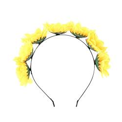 Beaupretty 2st Künstliche Hochzeit Blumen Haarband Stirnbänder Für Mädchen Brautkranz Kopfbedeckungen Stirnband Für Blumenmädchen Florales Stirnband Sonnenblume Frau Blumenkopfschmuck von Beaupretty