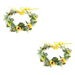 Beaupretty 2st Urlaub Haarband Kopfschmuck Für Die Party Party-kopfschmuck Sonnenblume Blumen- Kranz Haarreifen Blumenkranz Stirnband Hawaiianische Leis Kranz Haare Krone Braut Chrysantheme von Beaupretty