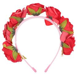 Beaupretty 2st Valentinstag Stirnband Rote Rosenkrone Haarkranz Aus Rosen Mexikanische Stirnbänder Für Frauen Party-foto-requisite Haarbänder Mit Rosenblüten Braut Stoff Blumen Kleidung von Beaupretty