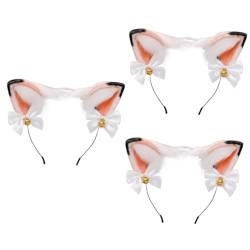 Beaupretty 3 Stk Siamesische Katze Ohr Stirnband Flauschiger Haarreif Damen-stirnband Cosplay-haarband Cosplay Ausgefallenes Ohr Halloween-kopfbedeckung-zubehör Schal Fuchs Fräulein Stoff von Beaupretty