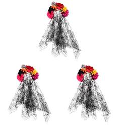 Beaupretty 3Pcs Kopfschmuck Mexikanisches Skelett Kostüm Die Mädchen Simuliert mit Festival Kopfbedeckung für Karneval Spinne Blumenfotografie Maskerade Horror Verschluss Cosplay Party von Beaupretty
