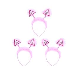 Beaupretty 3st Haarbänder Für Damenhaar Damenanzüge Kopfschmuck Make-up-haarband Rosa Haargummi Dreiecksstirnbänder Für Frauen Haarring Fräulein Feder von Beaupretty