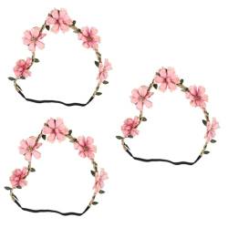 Beaupretty 3st Kopfschmuck Für Strandgirlanden Kostüm-haarband Blumenkopfbedeckungen Stirnband Für Frauen Böhmische Frühlingsblumen-stirnband Tiara- Elastizität Blütenkopf Braut von Beaupretty