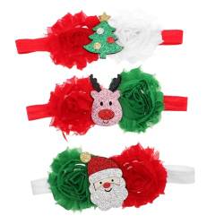 Beaupretty 3st Weihnachtsstirnband Für Kinder Elastisches Haarband Aus Nylon Blumen-baby-stirnband Weihnachtsstirnband Dekoration Nylon-haargummis Für Frauen Stoff Krawatte Weihnachten Damen von Beaupretty