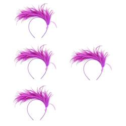 Beaupretty 4 Stück Feder Stirnband hair accessories for girls hochzeitshaar schmuck Haarband für Fotoshooting Hühnerfeder schmücken Haarschmuck Kopfbedeckung Kind Plastik Violett von Beaupretty