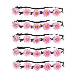 Beaupretty 5st Hawaiianisches Blumenstirnband Brautblumen Stirnband Sonnenblumenschmuck Stirnband Mit Blumengirlande Party Blumen Stirnband Kopf Blumenkranz Blumenkrone Mädchen Haar Zubehör von Beaupretty