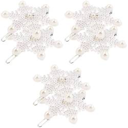 Beaupretty 6 Stk Schneeflocken-haarschleife Strass-schneeflockenspangen Haarspangen Für Die Braut Weihnachtshaarspangen Haarschmuck Haarklemme Clip Fräulein Strasssteine Weiß Acetatfolie von Beaupretty