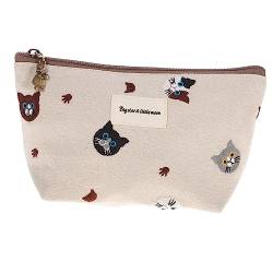 Beaupretty Bestickte Kosmetiktasche Stickerei-Make-up-Tasche Schminktasche Wallet for Women Reise-Make-up-etui Münzbeutel Mit Reißverschluss Kleine Geldbörse Bettwäsche Aus Baumwolle Fräulein von Beaupretty