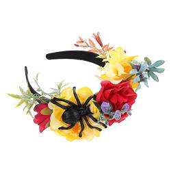 Beaupretty Girlande Spinne Stirnband Halloween-partybevorzugungsgeschenke Gotisches Blumenstirnband Halloween-blumen Cosplay-party-haarband Rose Stirnband Mexikanisch Popper Kind Rosen Stoff von Beaupretty