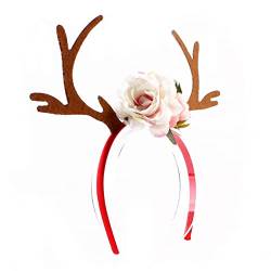 Beaupretty Rentier Stirnband Kinder Rentier Kopfbedeckung Weihnachtstier Stirnband Rentierohren Kostüm Weihnachts-hirsch-haarreifen Weihnachtselch Stirnband Weiß Damen Kleines Geweih Fee von Beaupretty