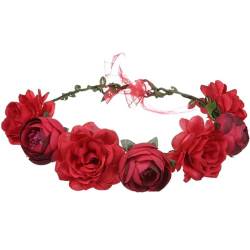 Beaupretty Rosa Stirnband Blumenstirnband Hochzeit Blumenclips Für Das Haar Fee Stirnband Blumenklammern Stirnband Mit Blumengirlande Halo-stirnband Für Die Braut Krone Stoff Rose Fräulein von Beaupretty