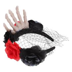 Beaupretty Schädel-hand-stirnband Tag Der Toten Haare Schwarze Blumenkrone Cosplay-party-stirnbänder Skelett Hand Kopfschmuck Mexikanische Blumenstirnbandparty Mädchen Stoff Fräulein Haarring von Beaupretty