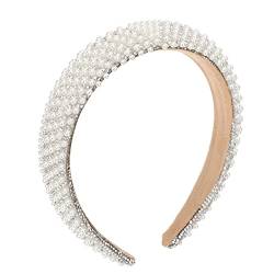 Beaupretty Stirnband Modische Stirnbänder Für Elegantes Haarband Perlenstirnbänder Für Outfits Haarband Frauen Haarreifen Vintage Haarband Haarschal Weiß Persönlichkeit Damen Gepolstert Stoff von Beaupretty