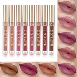 Soft 8 Colors Ultra-Matte Liquid Lipstick Set Velvet Nude Lip Stain Long Lasting Smudge Proof Lip Cream Moisturizer Waterproof Lip Makeup von Beauty Glazed