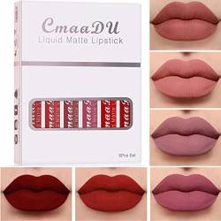 Lipgloss 6 Box Set Matt Wasserdicht Langlebiger Lippenstift, Beauty Sexy Matt Lipgloss Sexy Flüssiger Lippenstift Feuchtigkeitscreme, Professionelle Lippenbalsam Makeup Lippenstifte # 01 von Beauty Searcher