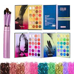 Make-up-Sets, 72 Farben Lidschatten-Palette Pigmentierter Schimmer Glitter Matte Lidschatten All-In-One-Make-up-Palette mit 5-teiligem professionellen Make-up-Pinsel-Set von Beauty Searcher