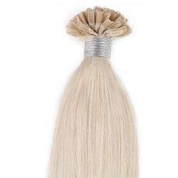 Beauty7-50 STK Echthaarstraehnen Remy Echthaar Haarverlaengerung von U-tips 45cm 0,5g Bonding Echthaar Extensions Straehnen 18 Zoll Platinblond #60 von Beauty7