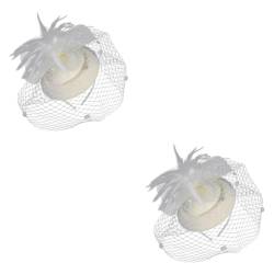 2 Stk Haarnadel mit Blumenhut Haarschmuck für Frauen Fascinator-Hut für Damen Fascinator-Hüte für Frauen damen stirnbänder Haargummis für Mädchen Mesh-Hut-Stirnband Feder Haarband Beavorty von Beavorty