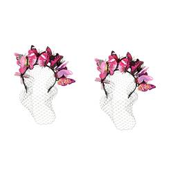 Beavorty 2 Stk Schmetterlings-Stirnband hochzeitsdeko Bohemien Schleier schmücken Haarschmuck Braut Kopfbedeckung Plastik von Beavorty