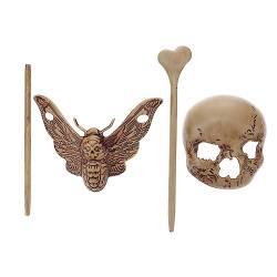 Beavorty 2 Stück Halloween-Haarspangen Gothic-Haarspangen Vintage-Haarspangen Haarschmuck Für Hochsteckfrisur Totenkopf-Haarspange Retro-Stil Skelett-Haarnadel von Beavorty