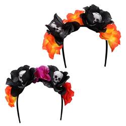 Beavorty 2st Party-stirnband Schmetterlings-stirnband Für Frauen Halloween-kopfhörer Mexikanisches Kleid Für Mädchen Halloween-partygeschenke Halloween-kopfkranz Acryl Kleidung Schädel von Beavorty