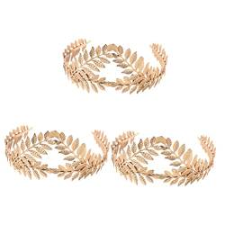 Beavorty 3 Stück Blatt-Stirnband Braut-Haarschmuck Braut-Haarschmuck Goldgirlande Blatt-Braut-Haarband Griechische Göttin-Stirnband Blattgold-Zweig-Haarband Blattgold-Stirnband von Beavorty