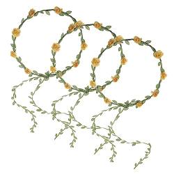 Beavorty 3st Brautblumenkrone Boho-blumenkronen Brauthaarkranz Rosenblumenkranz-stirnband Blumenstirnband Für Frauen Verstellbare Stirnbänder Haarschmuck Suite Blatt Stoff Fräulein von Beavorty