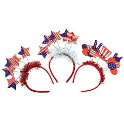 Beavorty 3st Unabhängigkeitstag Stirnband Haarband Mit Amerikanischer Flagge Sterne Lametta-folien-stirnband 4. Juli Stirnbänder 4. Juli Zubehör Plastik Empfindlich Benutzerbild Fräulein von Beavorty