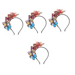 Beavorty 4 Stück Simuliertes Schmetterlings-Stirnband Tea-Party-Faszinatoren Party-Kopfbedeckungen 20er-Jahre-Stirnbänder für Damen Fascinator-Stirnband Koreanisch Haarschmuck Braut Plastik von Beavorty