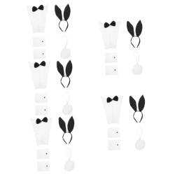 Beavorty 5 Sätze Kaninchen Stirnband Set Dessous-kostüm Hasenohr Kaninchenschwanz Kopfhörer Abschlussball-stirnband Anzüge Kragenärmel Tuch Armband Damen Unterwäsche-set von Beavorty