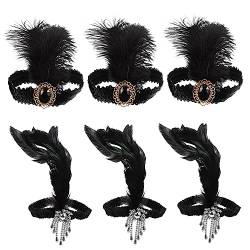 Beavorty 6st Feder Stirnband Vintage Kopfbedeckung Flapper Elastisches Stirnband Gatsby-stirnband Flapper-kopfschmuck 1920er Stirnband Flapper-kopfstück Kleidung Damen Einstellen von Beavorty