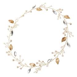 Beavorty Hochzeitshaarschmuck Für Bräute Flapper-stirnband Goldenes Stirnband Haarschmuck Für Frauen Goldene Haargummis Stirnband Für Hochzeitsbräute Schmücken Braut Blatt von Beavorty