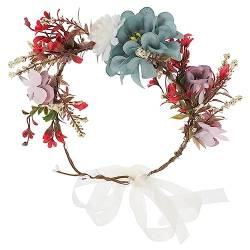 Beavorty Kranz Geblümtes Stirnband Tannenzapfenhaar Weihnachtsblätter Stirnband Weihnachtsbeere Realistisches Girlanden-stirnband Thanksgiving-stirnband Braut Winter Stoff Blumenkopfschmuck von Beavorty