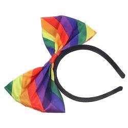 Beavorty Regenbogen-stirnband Riesiges Stirnband Mit Schleife Haarband Mit Regenbogenschleife Haarschmuck Für Pride-partys Haarreifen Haarspange Kopfbedeckung Fräulein Halloween Stoff von Beavorty